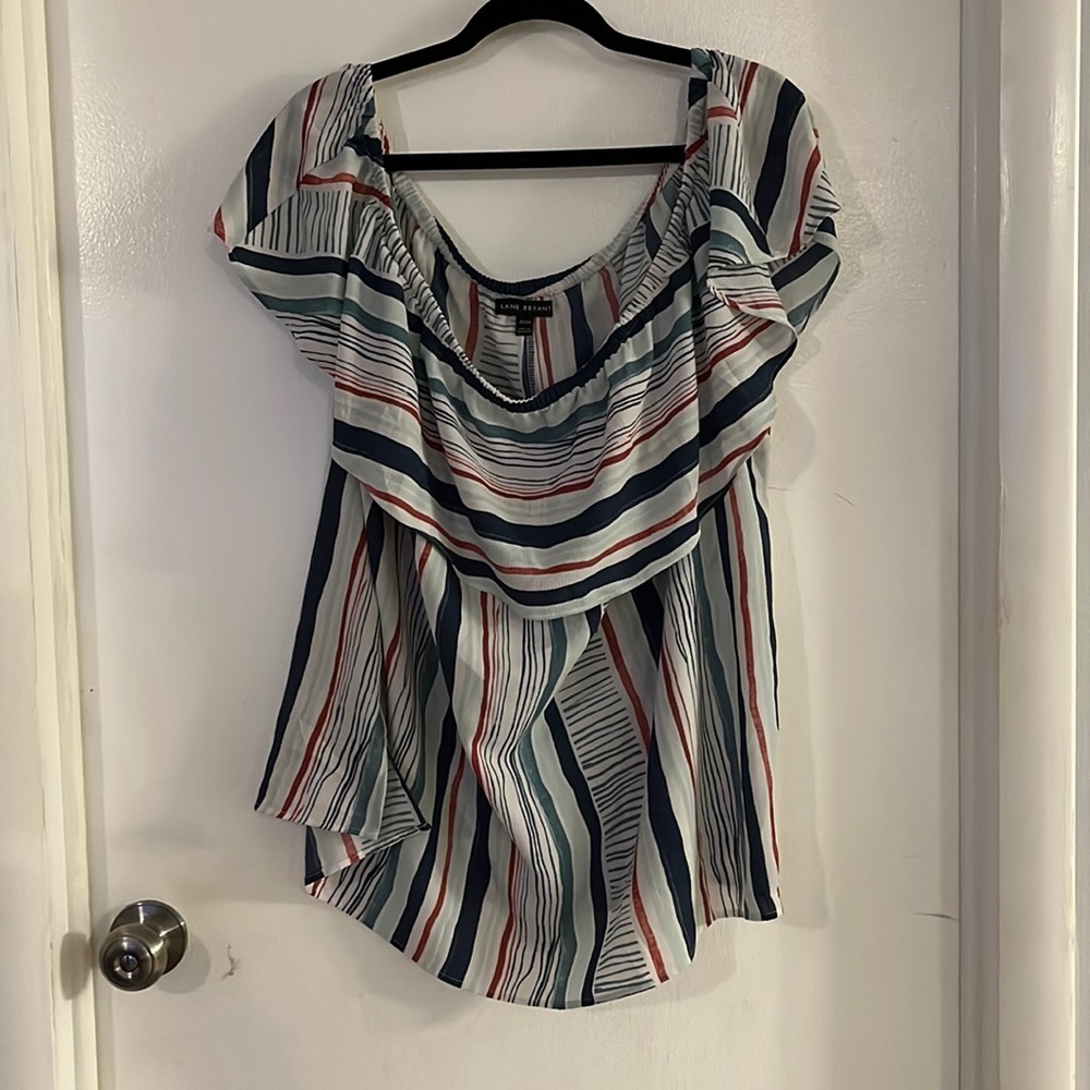Lane Bryant striped off the shoulder top